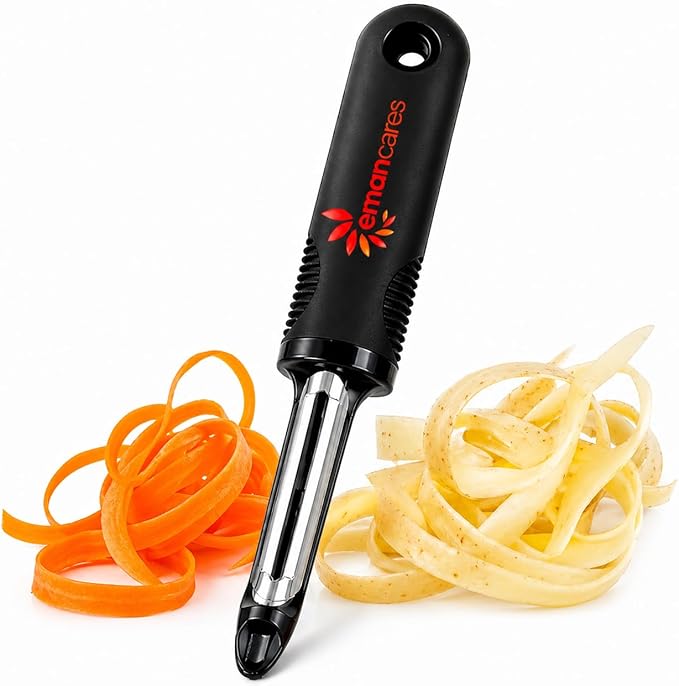 Vegetable Peeler Set – Ultra Sharp Stainless Steel I Peeler for Potatoes, Carrots, Apples – Ergonomic Non-Slip Handle, Smooth Swivel Blade, Kitchen Fruit & Veggie Peeler – Eman Cares