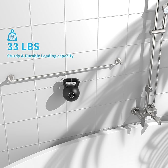 Adjustable Single Bath Towel Bar 23.6 to 42 Inch, ZUEXT Brush Nickel Finished Stainless Steel Towel Holder, Expandable Wall Mounted Towel Rail for Bathroom Kitchen Washroom,1" Tube Towel Rail Racks