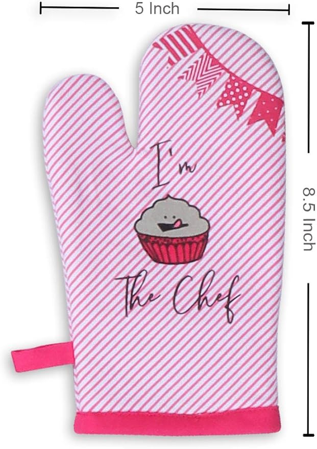 AMOUR INFINI Apron and Hat Set, 3 Pcs- Adjustable Kitchen Apron Oven Mitts Set