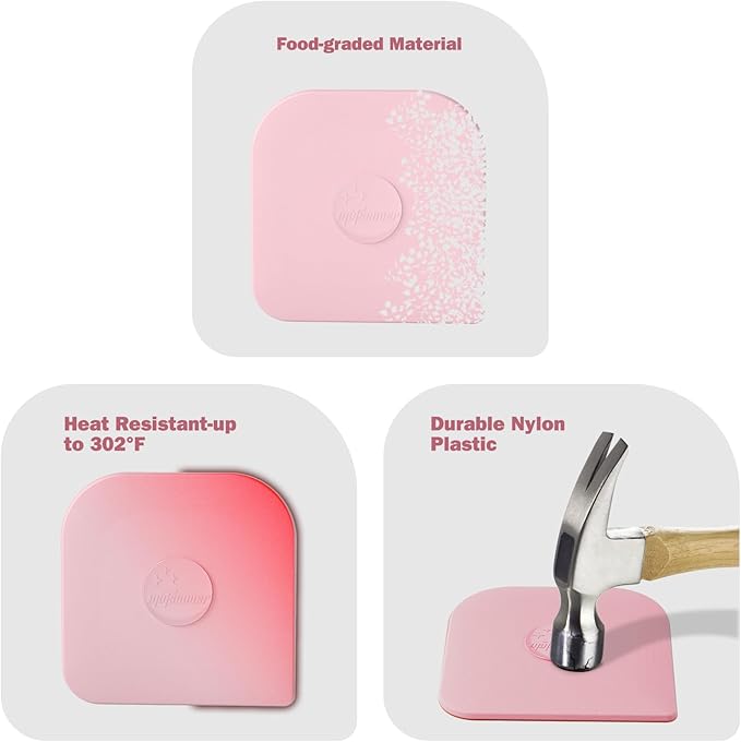 Pan Scraper, 10 Pcs Pot Scraper Plastic, Pot Scraper Non Scratch for Cast Iron, Pot and Pan Cleaning, Sturdy Scraper Kitchen Tool，Pink