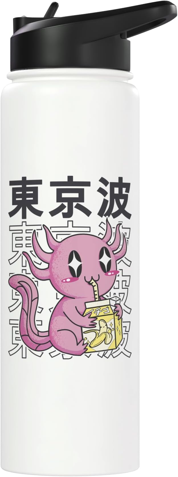 Kawaii Axolotl Banana Milk Carton Girls Teen Anime Stainless Steel Insulated Water Bottle