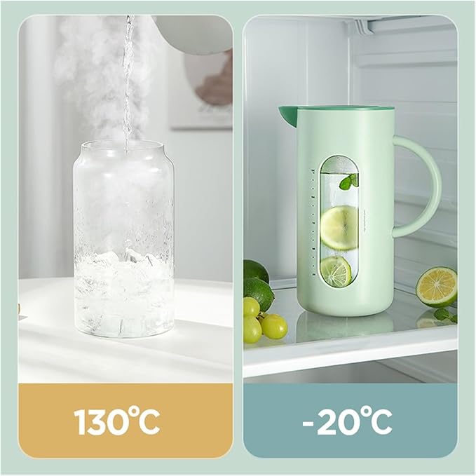 Cold kettle Cold kettle household high temperature resistant cold kettle set glass kettle cold bubble pot Water Pitcher Set for Hot/Cold Water(White)