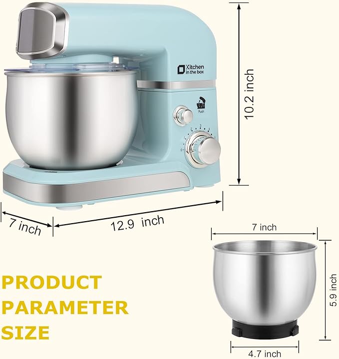 Kitchen in the box Stand Mixer,3.2Qt Small Electric Food Mixer,6 Speeds Portable Lightweight Kitchen Mixer for Daily Use with Egg Whisk,Dough Hook,Flat Beater