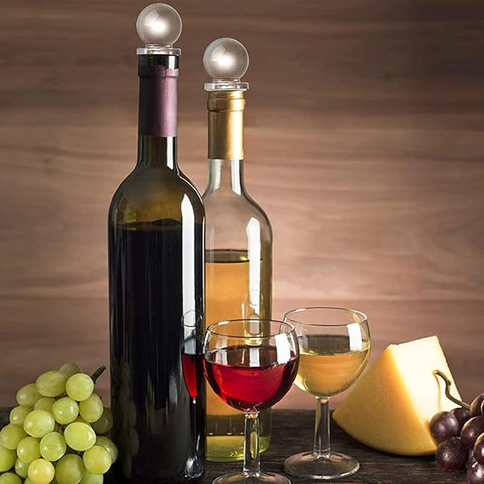 TIDTALEO 24Pcs Glass Ball Wine Stoppers Decorative Portable Wine Bottle Toppers High Polymer Sealing Plugs for Liquor and Beverage Bottles