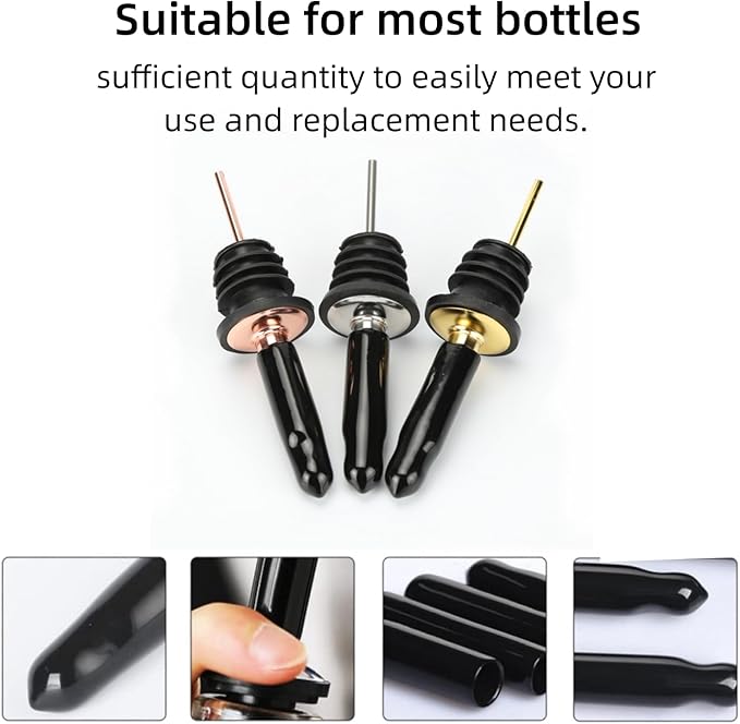 100 Pcs Liquor Bottle Pourer Cap Olive Oil Pour Spouts Rubber Dust Cover Caps Dust-Proof,Food-Safe