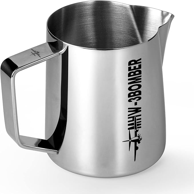 MHW-3BOMBER Espresso Steaming Pitcher Milk Frothing Pitcher Stainless Steel Milk Coffee Cappuccino Latte Art Barista Cup 16.9oz/500ml (Glossy), P5002S