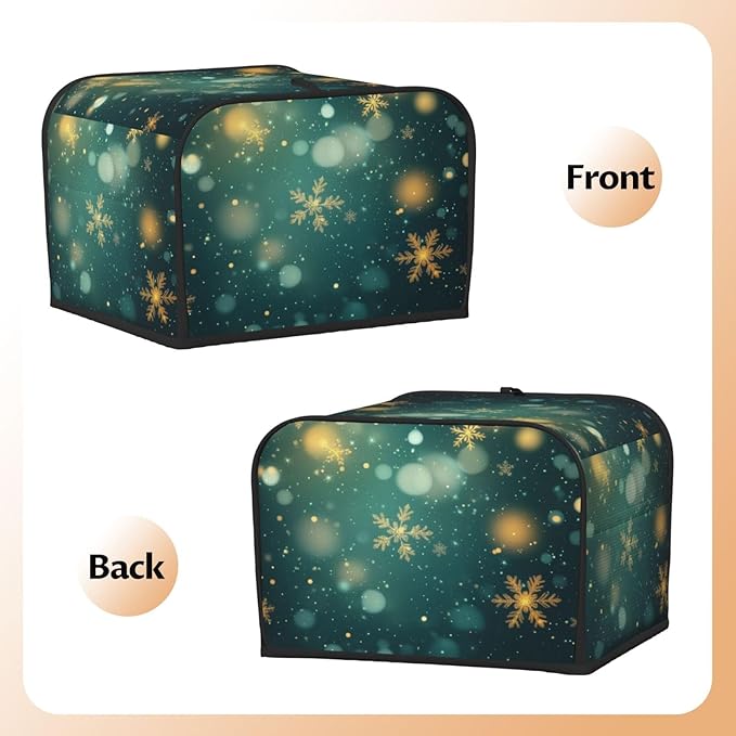 Toaster Cover 4 Slice Snowflake Green Christmas New Year Kitchen Small Appliance Covers with Pockets Dust and Fingerprint Protection