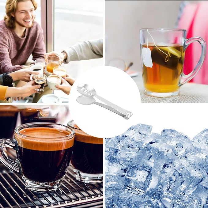 2pcs Tea Bag Squeezer, Stainless Steel Tea Spoon for Loose Tea Ice Sugar Cubes Tea Spoon Tea Strainers Tea Tongs Clip on Strainer Tea Accessories for Tea Drinkers