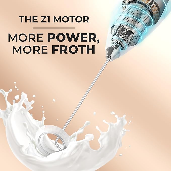 Zulay Powerful Milk Frother (4 Duracell Batteries Included) - Handheld Milk Frother Wand Drink Mixer for Coffee - Powerful Milk Foamer for Cappuccino, Frappe, Matcha & Creamer - Cotton Candy