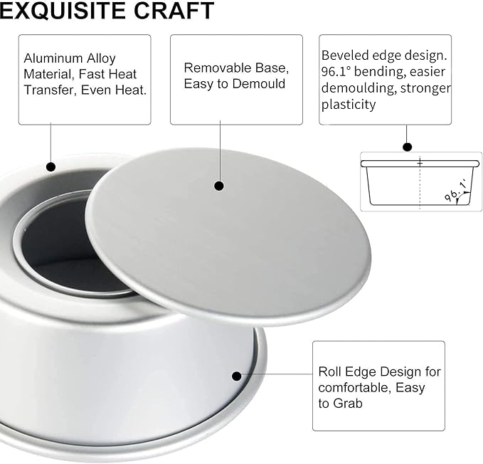 EXGOX 2 Pack 4-Inch Non-Stick Deep Aluminum Round Cake Pan with Removable Bottom for Wedding/Birthday/Christmas Cake Baking Round Cake Tin Set with Loose Base (4 inch)