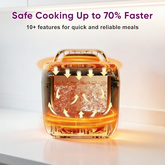 Carori 8-in-1 Electric Pressure Cooker, Compact 3 QT All-in-1 Multi-Cooker with Ceramic Pot, Saute, Slow Cook, Rice, Stew, Delay Start, Keep Warm & Safe Vent, Gray