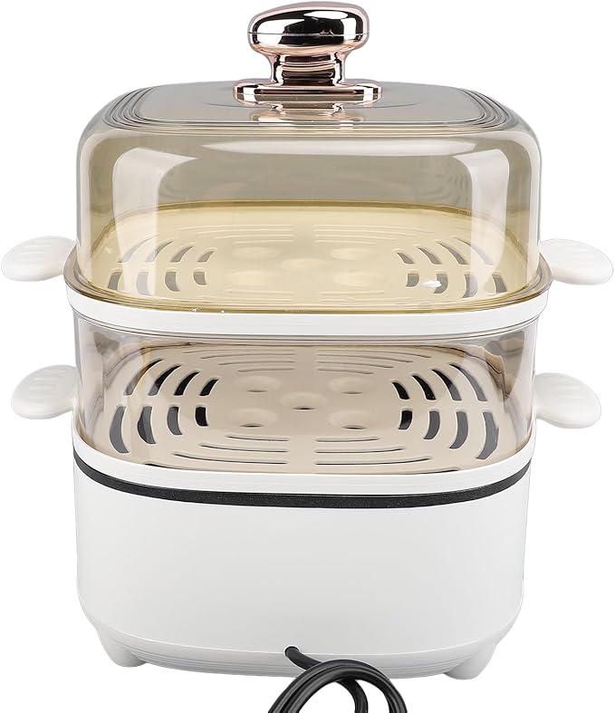 HEEPDD 2 Tier Electric Steam Pot, Steamers Multipurpose Cooker with Removable Steaming Trays, for Soup Noodles Seafood Vegetables 2 Tier Electric Steam Pot, 1200W 10.5L Stackable (US Plug 110V 700W)