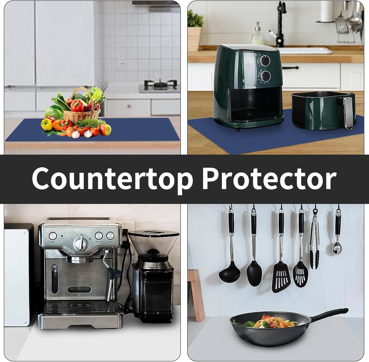 2MM Thick Large Silicone Mat, 47.2"x23.6"(120cmx60cm) Silicone Mats for Kitchen Counter, Heat Resistant Mat, Non-Slip Kitchen Counter Mat, Waterproof Countertop Protector for Craft, Translucent Gray