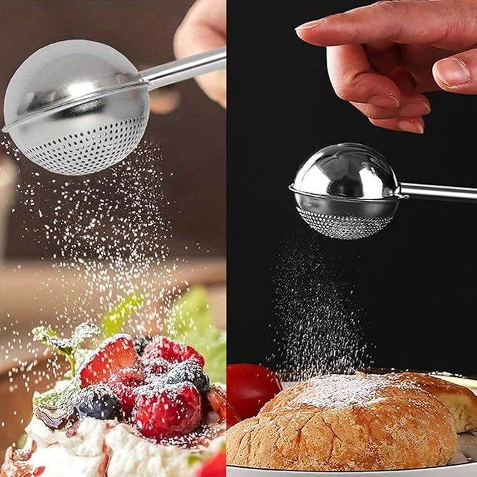 Powdered sugar shaker duster, flour dispenser for bread baking, rice flour sifter, sourdough bread baking supplies, versatile flour duster for baking, ideal for powdered sugar and flour distribution