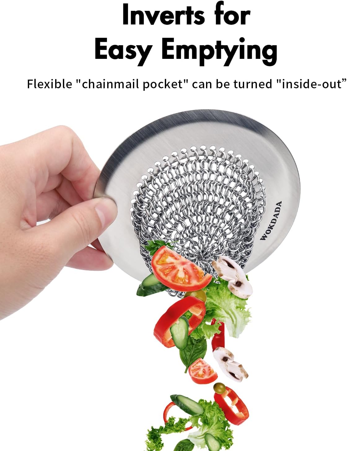 Revolutionary Sink Strainer/Patented Reversible Chain Mesh, Effortless Cleaning & Debris Catcher, Large Capacity, No Clog, 304 Stainless Steel & Rust-Proof/Handmade with Premium Materials