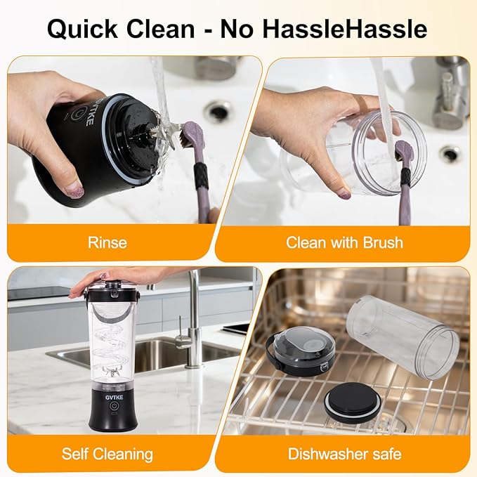 Portable Blender Dual Mode 18000RPM 20Oz Blending Cup Ice Crushing Smoothie Frozen Fruit Mini Home Gym Travel(Black)