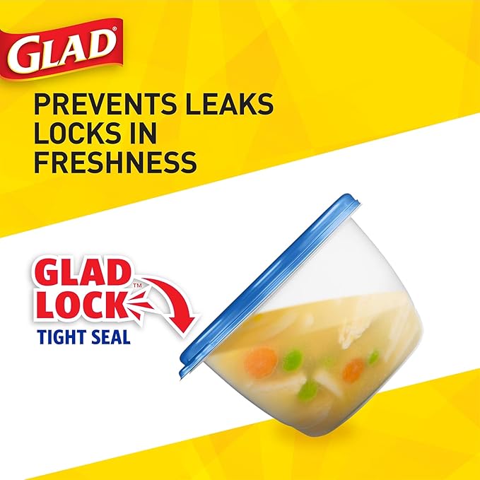 Glad GladWare MatchWare Food Storage Containers with Lids, No BPA Reusable Plastic 20 Piece Variety Pack for Lunches, Meal Prep, and Leftovers, Leak Resistant, Microwave and Dishwasher Safe - 2 Pack