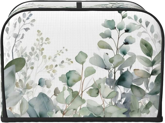 Toaster Cover 4 Slice Eucalyptus Leaves Waterproof Appliance Cover with Hang Loop Bread Baker Toaster Cover for Kitchen