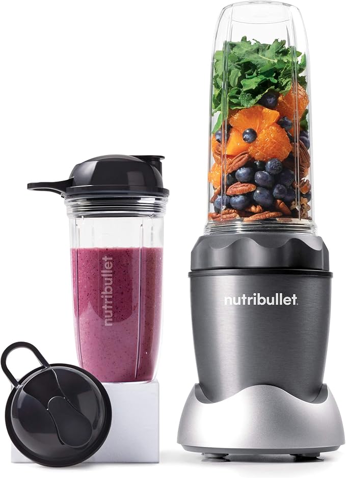 NutriBullet NB50100C Pro 1000 Single Serve Blender (1000W) 7-Piece Set, Dark Gray/Light Gray Skirt