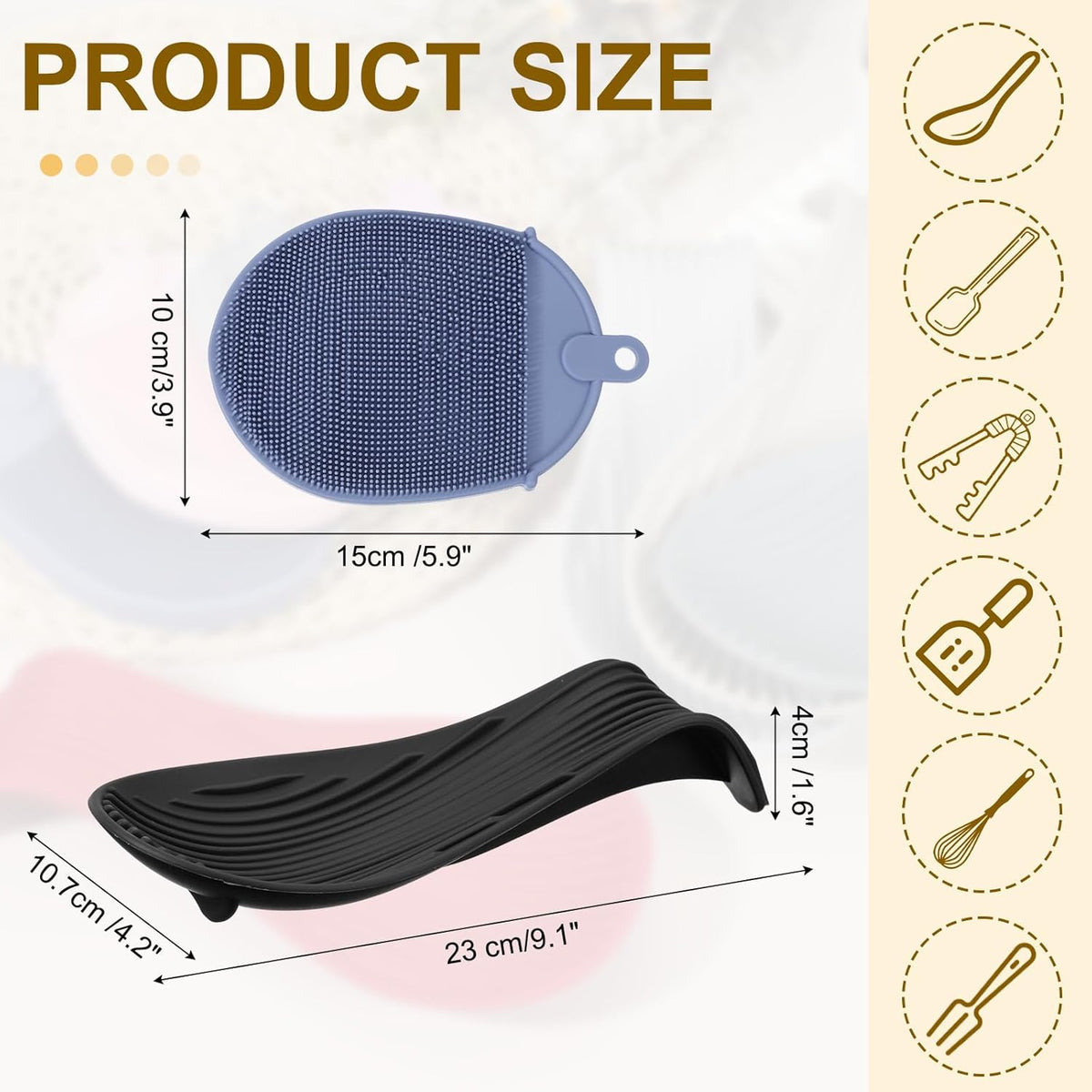 uxcell 1 Set Silicone Spoon Rest for Stove Top, Silicone Spoon Holder for Cooking Spatula, Ladle, Brush Black/Dark Blue
