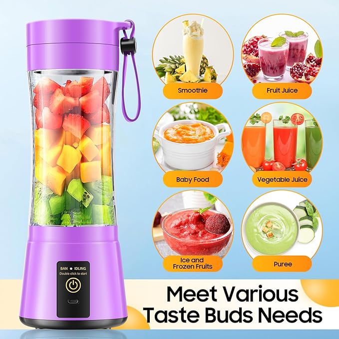 Portable Blender for Smoothies & Shakes - Cordless Personal Size Mini Blender with BAP Free Juice Cup, USB Rechargeable Suit for Sports/Picnic, Mother's Day