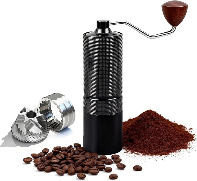 Manual Coffee Grinder,Stainless Steel Conical Burr with Adjustable Setting,Double Bearing Positioning for French Press, Drip,Espresso,Hand Coffee Grinder,20g Capacity Suitable for Camping&Office&Gift