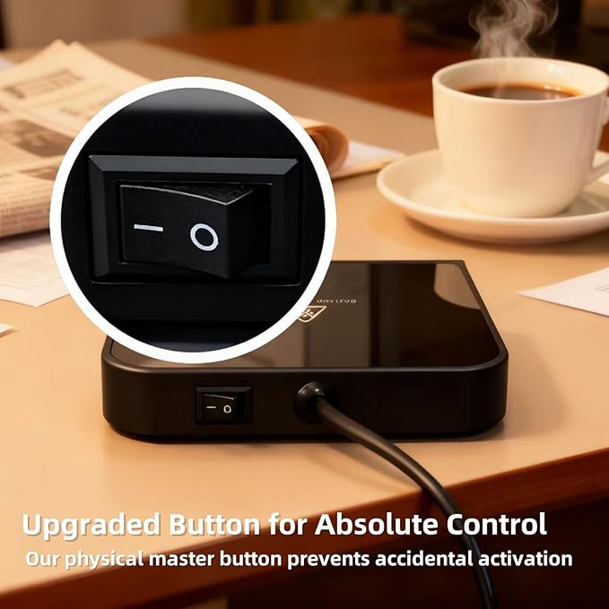 Coffee Mug Warmer & Candle Warmer 46W Electric Cup Warmer for Desk - Smart Digital Display 6 Heat Settings Timer Auto Shut-Off Work from Home Office Gift (Black)