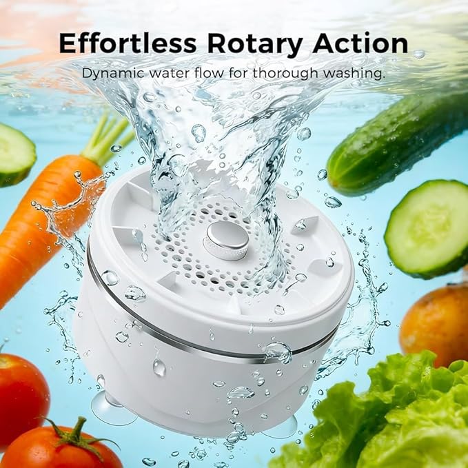 Produce Cleaner, Fruit and Vegetable Washing Machine, With Microbubble Electrolysis, 5-Min Auto Cleaning, Ipx7 Waterproof Cordless Device for Berries & Meat for Fruits, Vegetable & More (A)