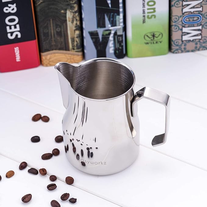 Easyworkz Pedro Stovetop Espresso Maker 4Cup 200ml, Bundled Espresso Steaming Pitcher Stainless Steel 12 oz Coffee Frothing Picther Milk Jug Cappuccino Latte Art Cup
