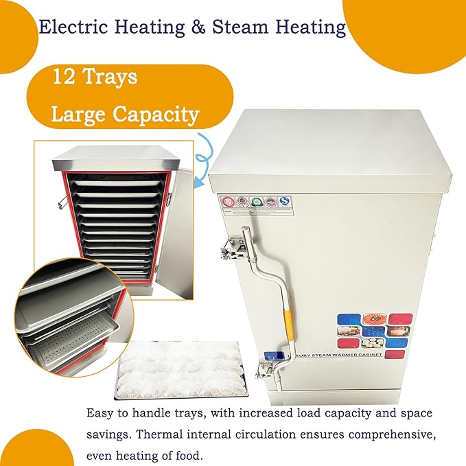 Commercial Electric Food Steamer Cabinet Stainless Steel Steam Warmer 12 Layers Steam Cooker Seafood Steam Oven Heating and Steaming Rice Steambox Multifunctional Food Steamer 110V 12KW