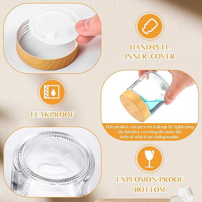 Norme 120 Pcs 4oz Glass Jars with Lids, Empty Glass Containers with Woodgrain Lids & Inner Liners, Reusable for Storing Creams Lotions Cosmetic Powder Ointments