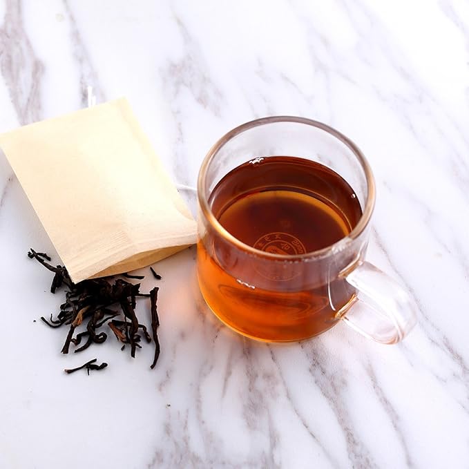 400 Pack Disposable Drawstring Tea Filter Bags Safe & Natural Unbleached Paper Tea Infuser Drawstring Empty Bag for Loose Leaf Tea (8 x 10cm, Natual Color)