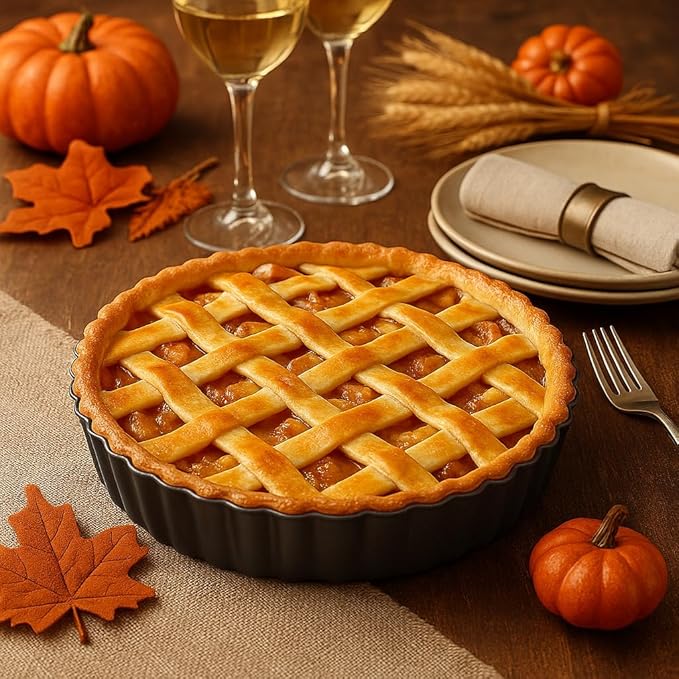 9.5 Inch Tart Pan with Removable Bottom & Non-stick Baking Mat Set – Carbon Steel Deep Tart Pan with 2.2 Inch Depth + Silicone Pastry Mat with Measurements, Perfect for Baking Pies, Tarts & Quiches