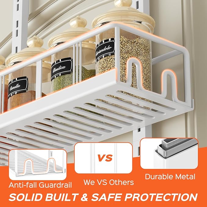 Bunoxea White 8-Tier Over The Door Pantry Organizer, Pantry Organization And Storage, Metal Hanging Spice Rack Shelves Door, Home & Kitchen Essentials, Laundry Room Bathroom Organization