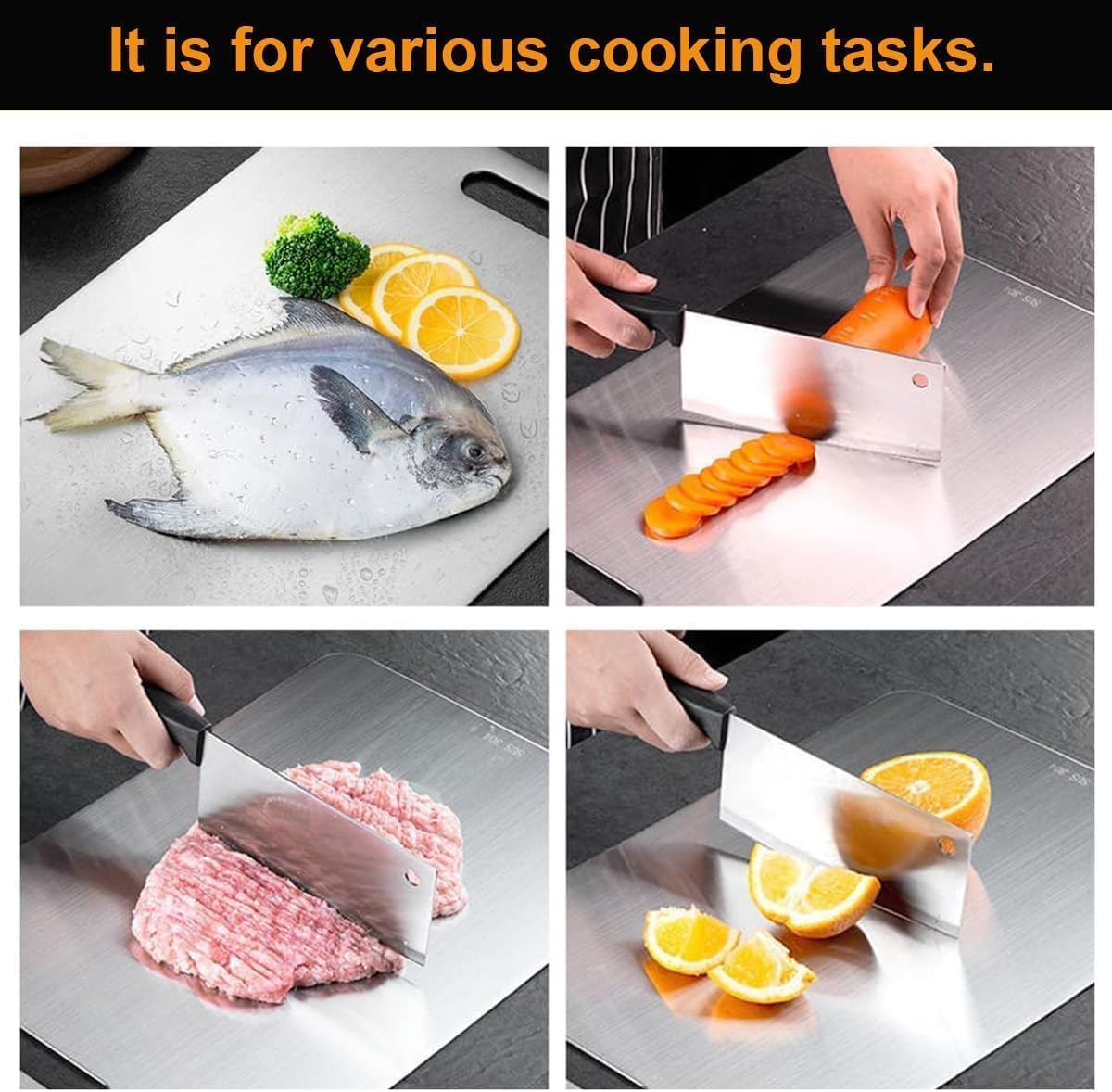 Titanium Cutting Boards for Kitchen - 100% Pure Titanium Cutting Board - Double Sided Food Grade Quality Cutting Boards - Easy to Clean and Store (12"L x 9"W)