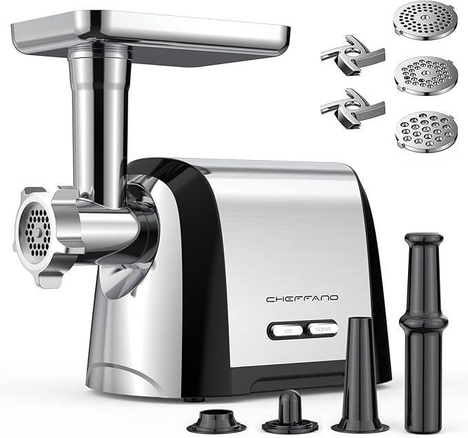 Electric Meat Grinder, 2600W Max 3-IN-1 Heavy Duty Sausage Stuffer with Sausage tube & Kubbe Kit, 3 Grinding Plates 2 Blades for Home Kitchen & Small Commercial Use, Stainless Steel