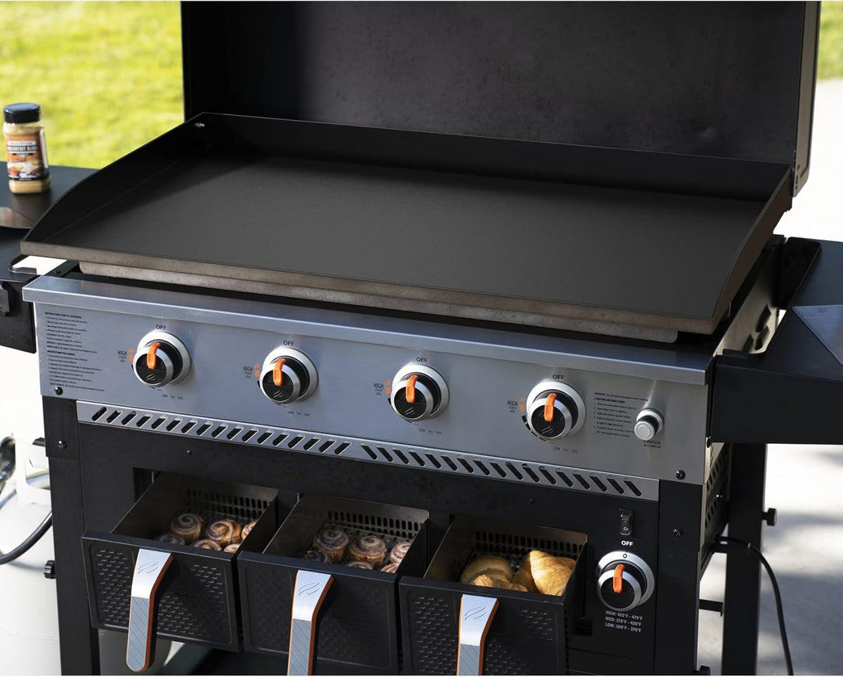Stanbroil 36 Inch Flat Top Griddle Replacement Top for Blackstone 36" 4-Burner Gas Grill Cooking Station, Ceramic Coated Steel Griddle Top Replacement with Rear Grease System, Black