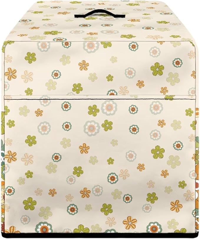 Colorful Hippie Flower Print Food Slicer Cover, Meat Slicer Cover, Waterproof Fabric, Easy to Clean With Organizer Side Pocket for Accessories, Such as Stainless Steel Blade, Brush,etc
