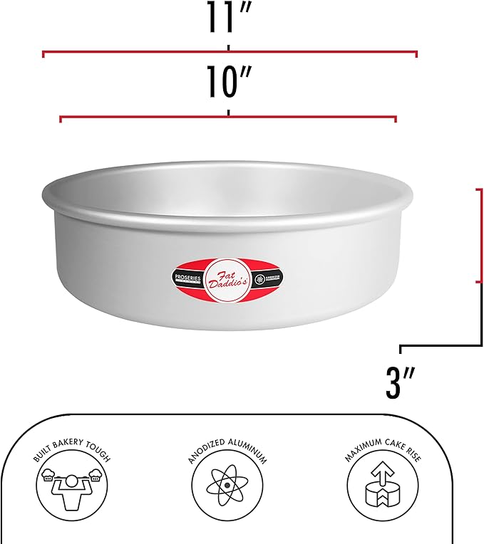 Fat Daddio's PCC-103 Anodized Aluminum Round Cheesecake Pan, 10 x 3 Inch