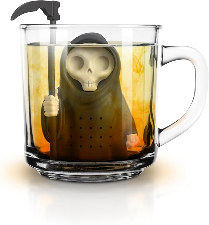 Genuine Fred Grim Steeper Reusable Silicone Tea Infuser, Black Grim Reaper Design, Fun and Clever Kitchen Gadget for Tea Lovers and Enthusiasts