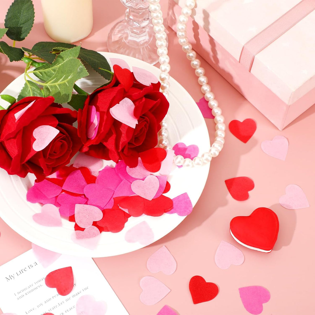 MARFOREVER Valentine's Day Heart Paper Confetti, Red Heart Tissue Decorations Valentine Party Scatter Table Confetti Sprinkles Hearts for Balloons Wedding Birthday Festival Supplies