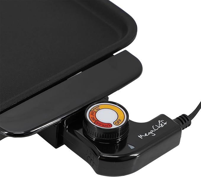 MegaChef Electric Grill with Non-Stick Coating & Adjustable Temperature Control, Versatile Small Kitchen Appliance (11.81 Inch Grill)
