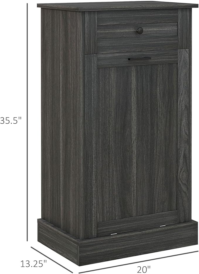 HRVEOCEI Single Tilt Out Trash Can Cabinet for 10 Gallon, Trash Can Holder Cabinet with Drawer, Farmhouse Garbage Cabinets for Kitchen Living Room, Easy to Clean (Light Gray)