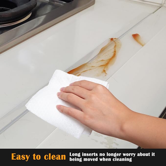 Silicone Stove Counter Gap Cover Kitchen Counter Gap Filler Transparent 21" Long Gap Filler Sealing Spills between Kitchen Appliances Washing Machine and Stovetop, Set of 2 (Clear)