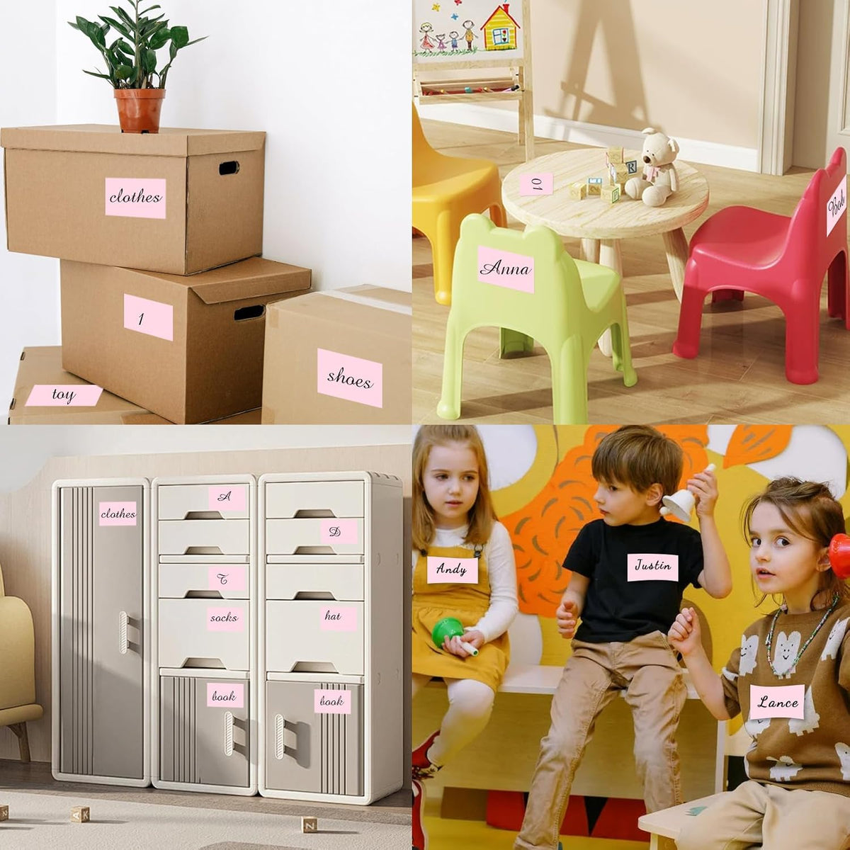 STARLIBOO 3"X5" Rectangle Color Coding Labels, Removable Square Label Inventory Stickers, Permanent Warehouse Moving Box Square Label (250Labels, Pink)