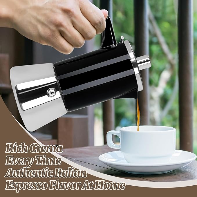 12 Cup Thickened Moka Pot 304 Stainless Steel 600ml Italian Espresso Coffee Maker Stovetop CoffeeMakers Mocha Pot Percolator for Induction Stove Classic Cafe Makers Portable for Easy Brewing