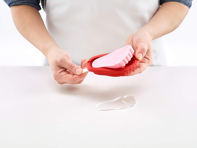 Lékué Set of 4 Iconic Popsicle & Ice Cream Molds + Sticks & Lids | Fun Shape Homemade Freezer Ice Pops | Flexible Platinum Silicone for Easy Fill & Unmold | Reusable & Dishwasher Safe| Multicolor