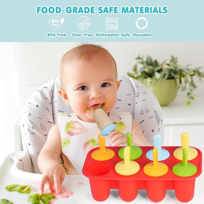 Miaowoof 10-Cav & 8-Cav Silicone Popsicle Mold for Kids, Non-BPA Premium Silicone Popsicles Molds