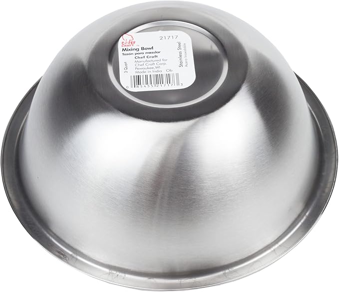 Chef Craft Brushed Mixing Bowl, 2.5-Quart, Stainless Steel