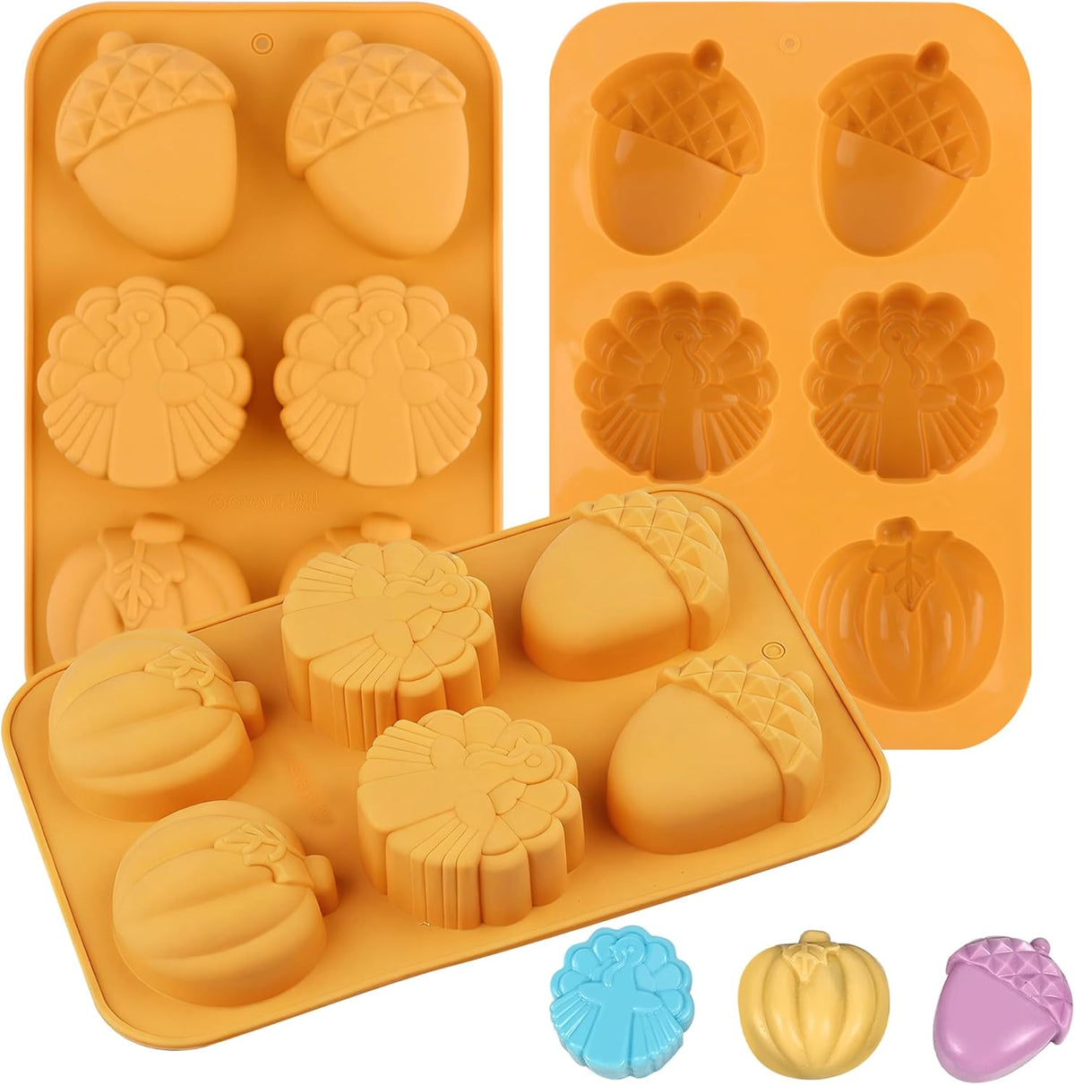 3-Pack 6-Cup Silicone Muffin Pans, Nonstick Cupcake Baking Molds, BPA/PFA-Free, Dishwasher & Oven Safe - Orange